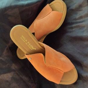 Orange slip on shoes